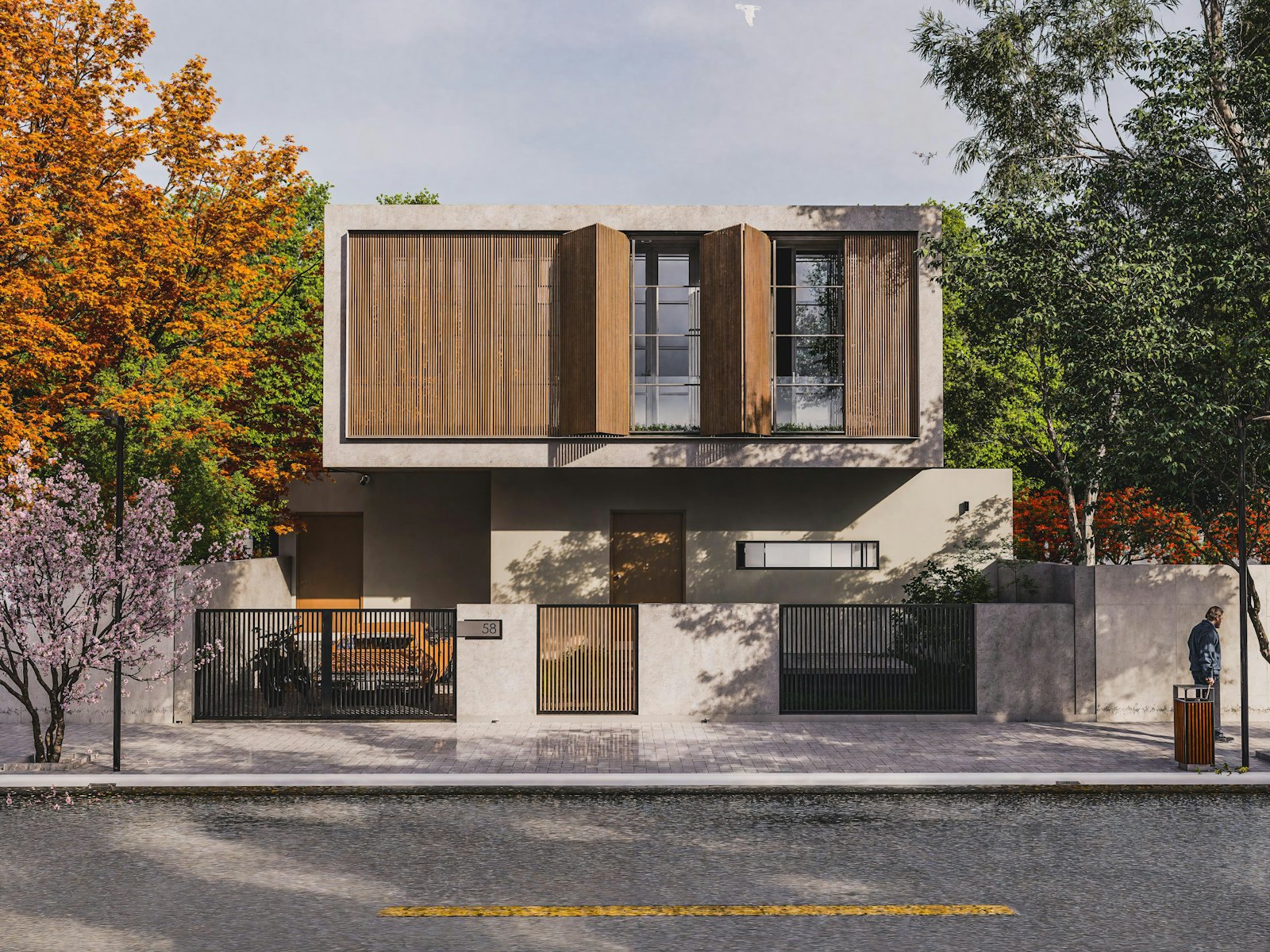 Gevel van een woning met plaats voor een buitenunit